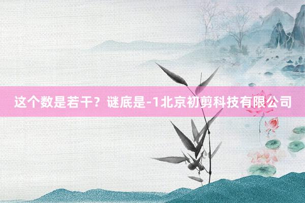 这个数是若干？谜底是-1北京初剪科技有限公司
